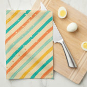 レトロのグランジな縞模様 キッチンタオル (四つ折り)