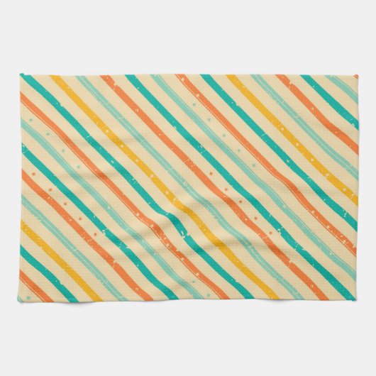 レトロのグランジな縞模様 キッチンタオル (横)