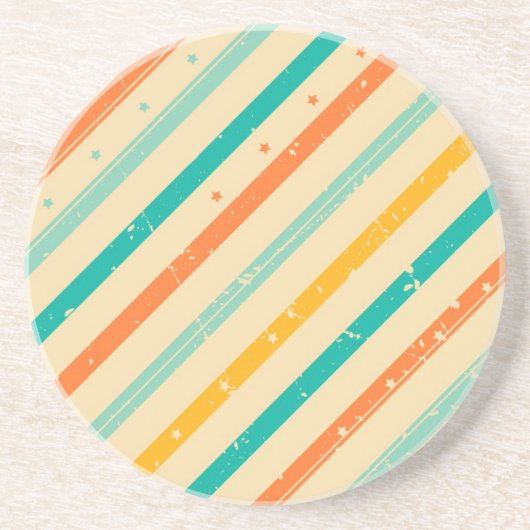 レトロのグランジな縞模様 コースター (正面)