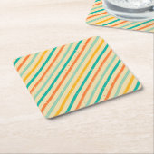 レトロのグランジな縞模様 スクエアペーパーコースター (アングル)