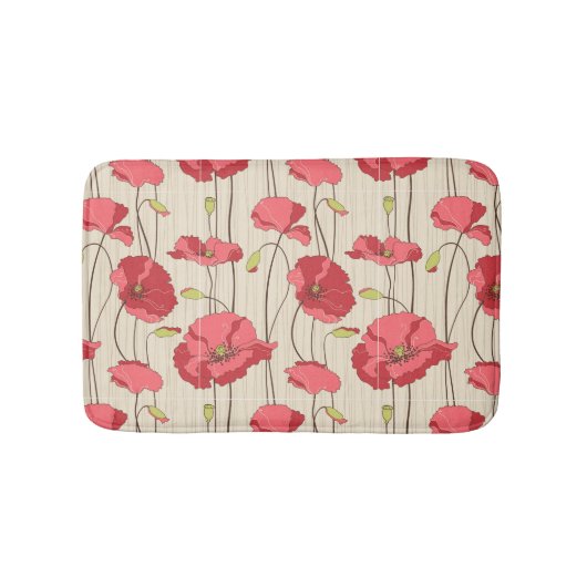 レトロのケシパターン バスマット (正面)