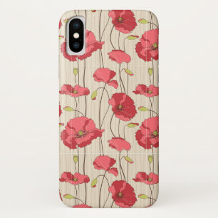 レトロのケシパターン iPhone X ケース