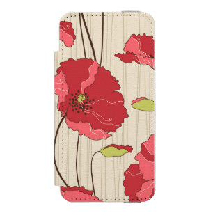 レトロのケシパターン iPhone SE/5/5sウォレットケース
