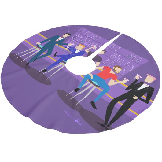 レトロのゲイバーのクリスマスツリーのスカート ブラッシュドポリエステルツリースカート (アングル)