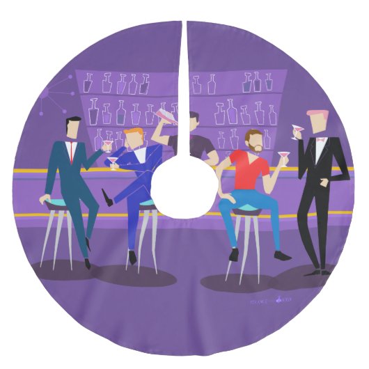 レトロのゲイバーのクリスマスツリーのスカート ブラッシュドポリエステルツリースカート (正面)