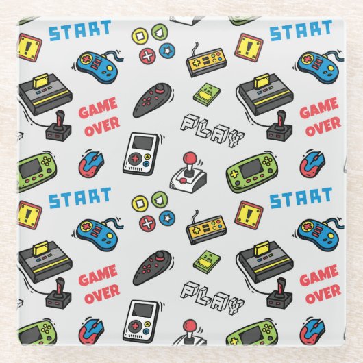 レトロのゲーマーのヴィンテージコンソール ガラスコースター (正面)