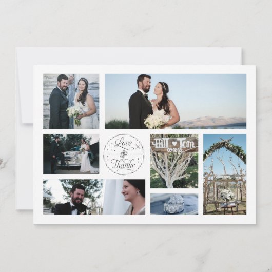 レトロのコラージュの結婚式の写真のサンキューカード サンキューカード (正面)