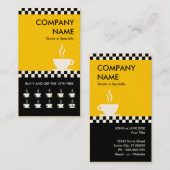 レトロのコーヒーはパンチカードを市松模様にします ロイヤリティカード (正面/裏面)