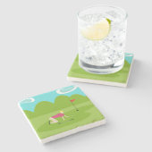 レトロのゴルファーの石のコースター ストーンコースター (横)