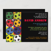 レトロのサッカーのテーマのバーのバルミツワーの招待状 招待状 (正面/裏面)