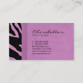 レトロのサロンのスパの名刺のシマウマのピンク 名刺 (裏面)