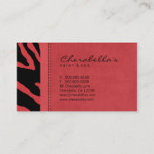 レトロのサロンのスパの名刺のシマウマの赤 名刺 (裏面)