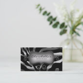 レトロのサロンのスパの名刺のシマウマの銀製灰色 名刺 (スタンド正面)