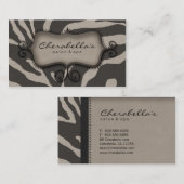 レトロのサロンのスパの名刺のシマウマベージュ色 名刺 (正面/裏面)