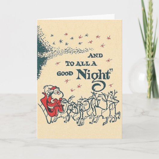 レトロのサンタおよびトナカイのクリスマスカード シーズンカード (正面)