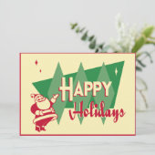 レトロのサンタのクリスマスのパーティの招待状 招待状 (スタンド正面)