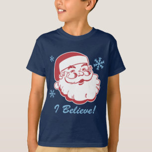 レトロのサンタは信じます Tシャツ