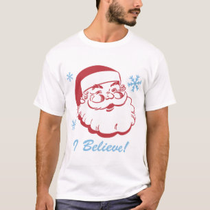 レトロのサンタは信じます Tシャツ