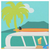 レトロのサーファーのカップルの生地 ファブリック (クローズアップ)