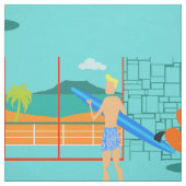 レトロのサーファーの男の生地 ファブリック (見本)