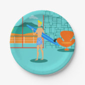 レトロのサーファーの男の紙皿 ペーパープレート (正面)