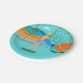 レトロのサーファーの男の紙皿 ペーパープレート (アングル)