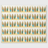 レトロのサーフボードのトリオの夏のビーチの誕生日 ラッピングペーパー (フラット)