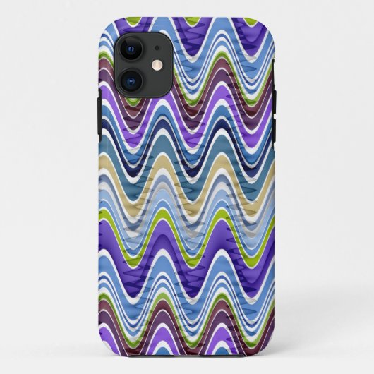 レトロのシェブロンおよび波状のストライプなパターン Case-Mate iPhoneケース (裏面)