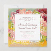 レトロのシックでエレガントなピンクのヴィンテージの花柄のサクラソウ 招待状 (正面)
