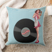 レトロのシックなピンナップのビニールの女の子 クッション (ブランケット)