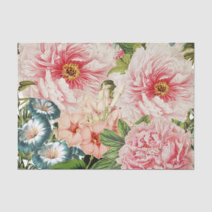 レトロのシャクヤクの花の春の花柄パターン 薄葉紙