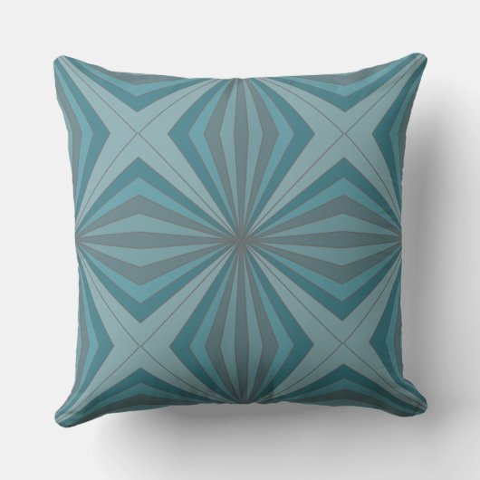 レトロのジオメトリックラインパターン(テールグリーンとグレー) クッション (裏面)
