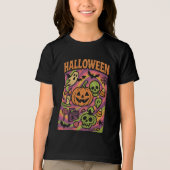 レトロのジャックオランタンハロウィーンの服ユニセックス トライブレンドTシャツ (正面)