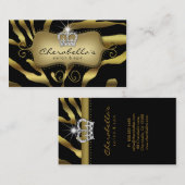 レトロのジュエリーのサロンのスパの名刺のシマウマの王冠 名刺 (正面/裏面)