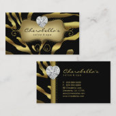 レトロのジュエリーのサロンのスパの名刺のシマウマの金ゴールド 名刺 (正面/裏面)