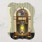 レトロのジュークボックスのパーティの招待状 招待状 (正面/裏面)