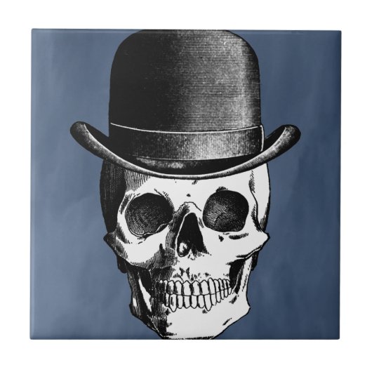 レトロのスカルの頭部 タイル (正面)