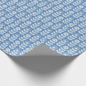 レトロのスカンジナビアの青いパターン ラッピングペーパー (角)