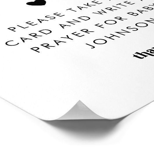 レトロのスクリプト祈りの言葉ベビーの赤ちゃんシャワー記号 ポスター (角)