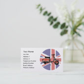 レトロのスクーターによって風化させる英国国旗のデザイン 名刺 (スタンド正面)