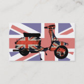 レトロのスクーターによって風化させる英国国旗のデザイン 名刺 (裏面)
