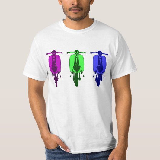レトロのスクーターのポップアート版 Tシャツ (正面)