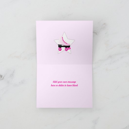 レトロのスケートは""ショッキングピンクのカスタム感謝していしています サンキューカード (内部)