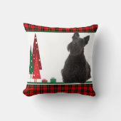 レトロのスコッチテリアのクリスマスの枕 クッション (正面)