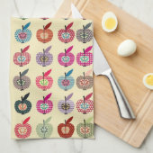 レトロのスタイルのかわいいりんご キッチンタオル (四つ折り)