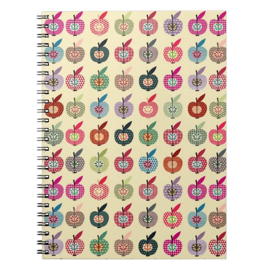 レトロのスタイルのかわいいりんご ノートブック (正面)