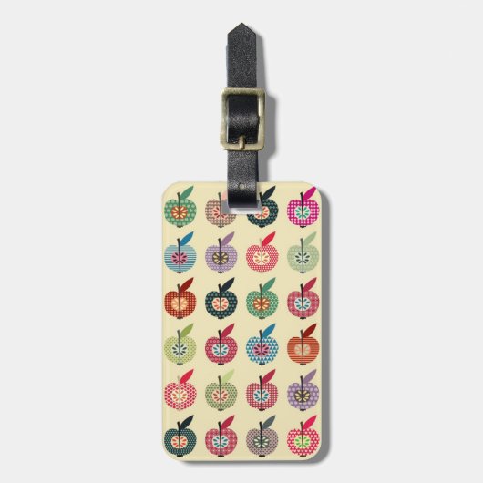 レトロのスタイルのかわいいりんご ラゲッジタグ (正面縦)