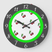 レトロのスタイルのさくらんぼの台所時計 ラージ壁時計 (正面)