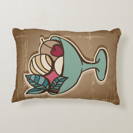 レトロのスタイルのアイスクリームのイラストレーション アクセントクッション (裏面)