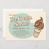 レトロのスタイルのアイスクリームの会合の招待状 招待状 (正面/裏面)